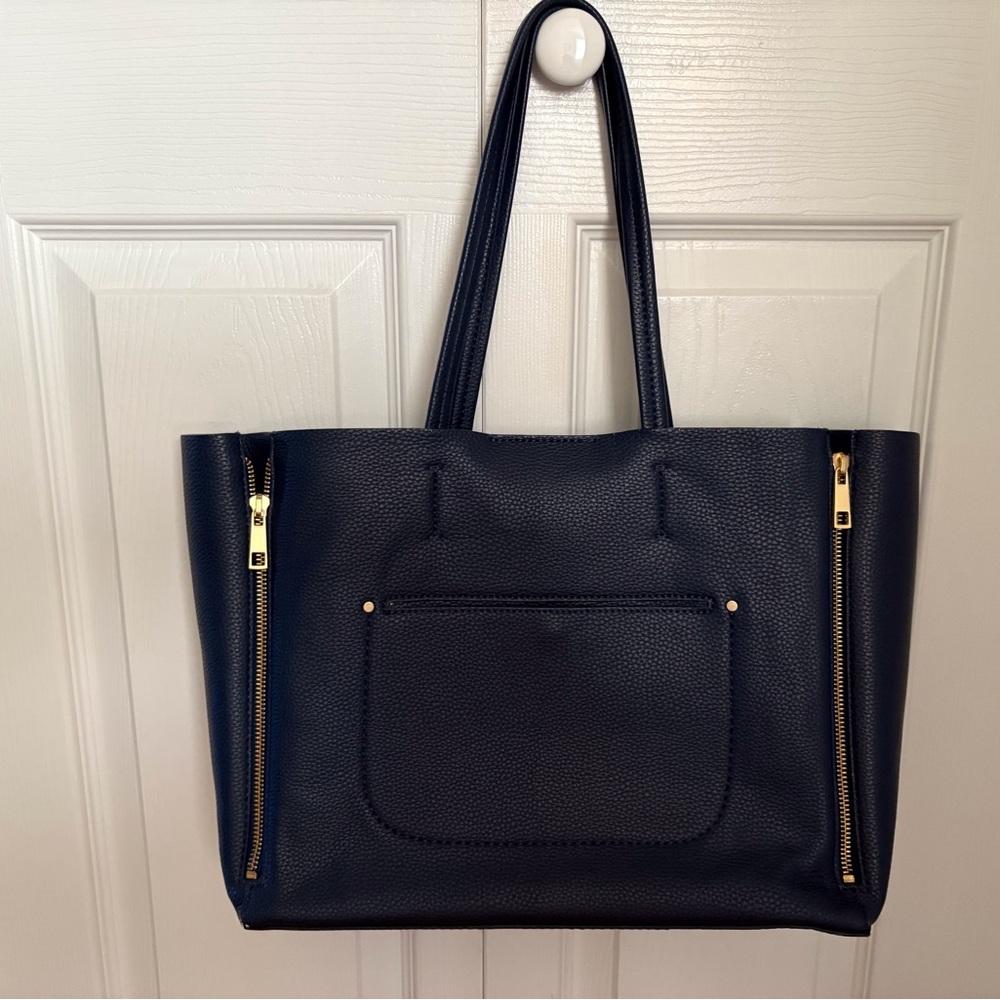 Ann Taylor Elegant Navy Blue Tote Bag